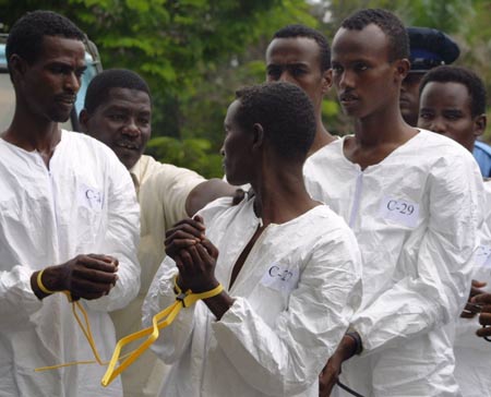 Some suspected Somali pirates are seen in Mombasa  city of east