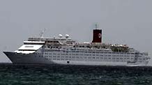 Photo taken on June 17, 2009 shows a Spanish cruise ship named the Ocean Dream docked off the island of Margarita, northeast Venezuela. Venezuela quarantined a cruise ship on Wednesday after three crew members were diagnosed with the A/H1N1 flu virus. The cruise ship is docked off Margarita and the passengers aboard will not be allowed off for a week, Venezuelan officials said.