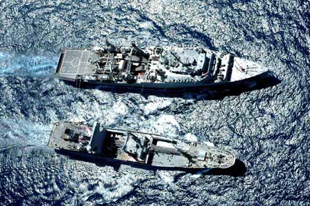 A handout picture from the Brazilian Navy released on June 22, 2009 shows Brazilian Navy warships searching for debris from Air France Airbus A330 out of the Atlantic Ocean. Brazilian Navy announced on Monday that they found more debris of the crashed Air France Airbus A330.