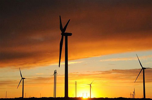 In the picture taken on June 22 is a wind energy area in Shangyi County, Hebei Province. China plans to build seven wind power bases with a minimum capacity of 10 gigawatts (gW) each by 2020, in a move to dramatically increase the use of the clean energy.
