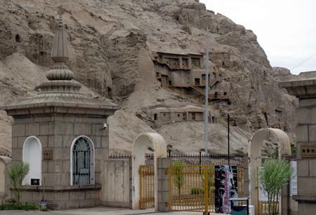 The Thousand-Buddha Grottoes, a famous tourism destination, is seen empty at Kizil, northwest China's Xinjiang Uygur Autonomous Region, on July 12, 2009. 