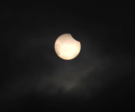 Solar eclipse is seen in Beijing, capital of China, on July 22, 2009.