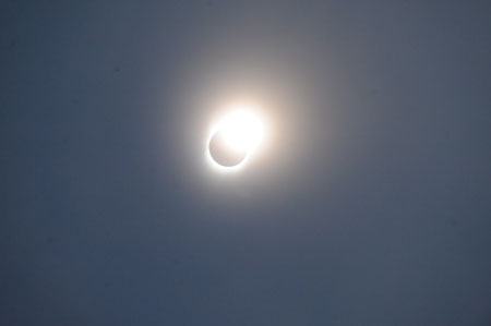 Solar eclipse is seen in southwest China's Chongqing municipality, at 9:19 AM on July 22, 2009.