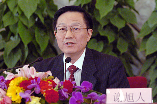Finance Minister Xie Xuren was seen in this file photo taken on March 6, 2008.