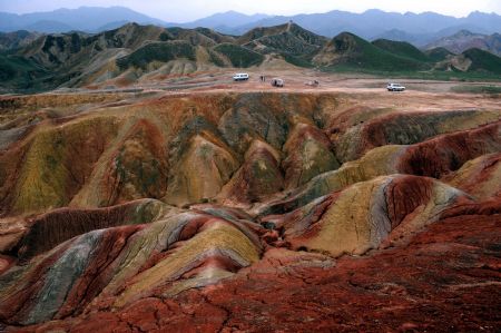 Picture taken on September 8, 2009 shows a view of the Danxia Landform at a geopark in Zhangye, northwest China's Gansu Province.