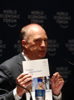 Robert Greenhill, managing director and Chief Business Officer of World Economic Forum (WEF) speaks during a press conference at the Annual Meeting of the New Champions 2009 in Dalian, northeast China's Liaoning Province, September 10, 2009.