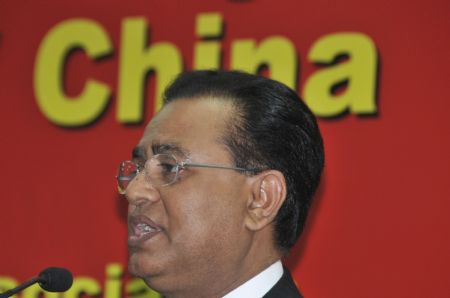 Bangladesh's Minister for Communications Syed Abul Hossain speaks at a seminar marking the 60th anniversary of the founding of the People's Republic of China, in Dhaka, capital of Bangladesh, September 29, 2009.