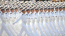 Navy cadets take part in a parade of the celebrations for the 60th anniversary of the founding of the People's Republic of China, on Chang'an Street in central Beijing, capital of China, October 1, 2009.