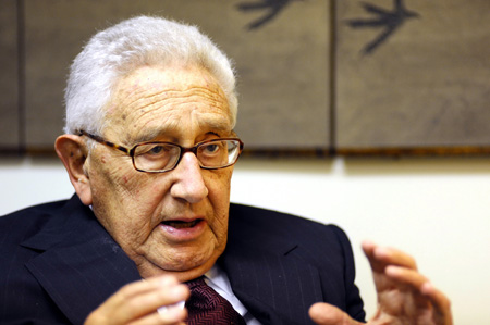 Former US Secretary of State Henry Kissinger receives an interview with Xinhua at his New York office, the United States, on October 1, 2009. Kissinger has congratulated the Chinese people on their 'unbelievable accomplishments' over the past 60 years, saying that China's modern transformation is an 'extraordinary historic event.'