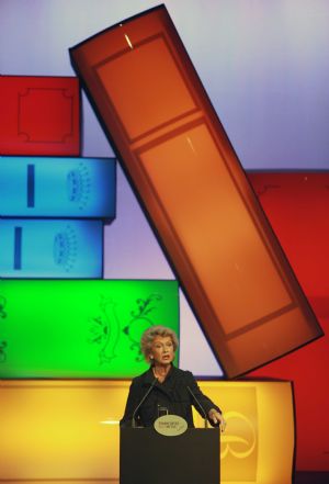 Mayor of Frankfurt Petra Roth speaks during the opening ceremony of the Frankfurt Book Fair, the world's biggest annual book fair, in Frankfurt of Germany, October 13, 2009. China has been selected as the Guest of Honor for this year's fair, which kicked off here on Tuesday evening. 