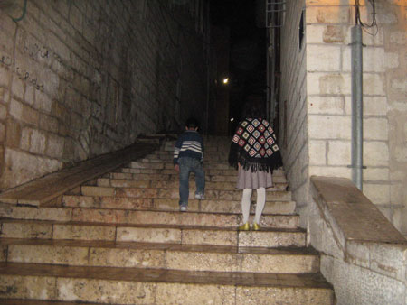 My name is Tala Nasser Ramadan, 11 years old. I live in Daheisheh refugee camp in the West Bank city of Bethlehem and study at a United Nations school in the camp. This photo I took on November 3, 2009 shows the road to the Church of the Nativity in Bethlehem.