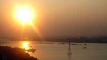 This photo I took on October 23, 2009 shows sunset over the Songhuajiang River in Harbin.