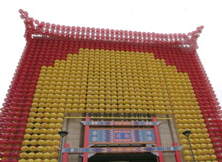 A building in downtown Brussels is wrapped up by more than 5,000 Chinese lanterns. I took the picture on November 6, 2009.