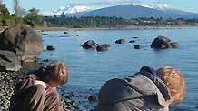 The picture shows two pupils amuse themselves at the bank of a lake on North Island, New Zealand. New Zealand is a country with beautiful natural sceneries. My name is Maria and I was born on July 8, 1998 to a family of five. I am a primary school pupil at Hart and I love reading very much.