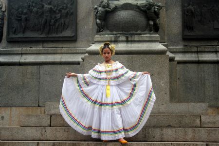 The picture taken by Eduardo Loayza shows his sister all dressed-up to take part in the parade on the Panama's Flag Day, November 4, 2009.