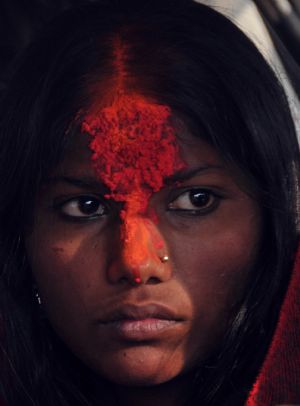 A bride is seen during her wedding ceremony in Kathmandu, capital of Nepal, on November 21, 2009. 