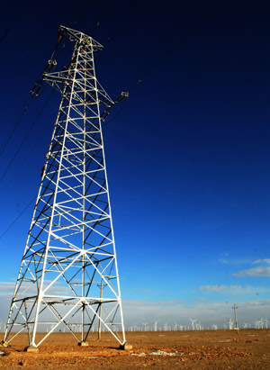 Photo taken on November 30, 2009 shows the Jiuquan wind power base in northwest China's Gansu Province.