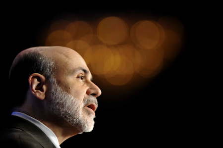 US Federal Reserve Chairman Ben Bernanke delivers remarks during the December Luncheon meeting of the Economic Club of Washington, at the Capital Hilton in Washington on December 7, 2009.