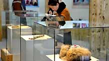 Visitors view exhibits at the newly opened Oroqen folk museum in the Nanmu Oroqen Ethnic Group Village, in Zhalantun City, north China's Inner Mongolia Autonomous Region, December 9, 2009.