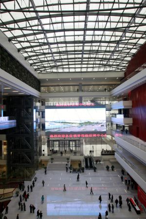 Photo taken in Shanghai on December 25, 2009 shows the interior of the Expo Center. 