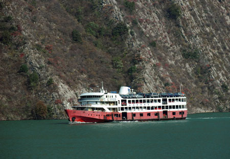 A cargo ship navigates in the Yangtze River, December 4, 2009. 