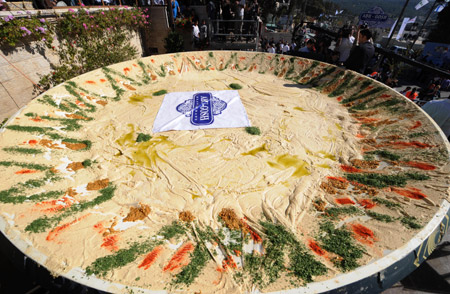 Photo taken on January 8, 2009 shows the world's biggest hummus in Abu Gosh, an Arab village about 10 kilometers west of Jerusalem, on January 8, 2010. 