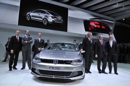 The new VW NCC Compact Coupe is unveiled during the media preview of the 2010 North American International Auto Show (NAIAS) at Cobo center in Detroit, Michigan, US, January 11, 2010. 