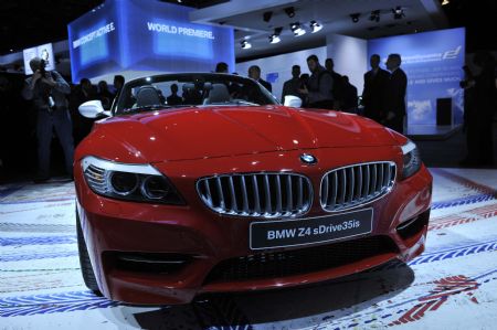 A new BMW Z4 sDrive35is is unveiled during the media preview of the 2010 North American International Auto Show (NAIAS) at Cobo center in Detroit, Michigan, US, January 11, 2010. 