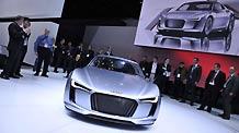 A new Audi E-tron is unveiled during the media preview of the 2010 North American International Auto Show (NAIAS) at Cobo center in Detroit, Michigan, US, January 11, 2010.