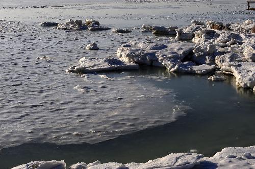 Photo taken on January 22, 2010 shows the sea ice on the seashore in Xingcheng, northeast China's Liaoning Province.