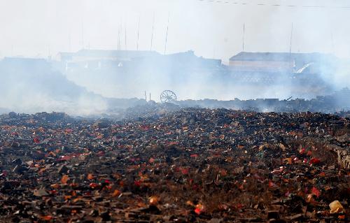 Photo taken on January 27, 2010 shows the flattened Chunhua Firework Factory in Zhaohao village of Shandai town in Hohhot, capital city of northern China's Inner Mongolia Autonomous Region, January 27, 2010.