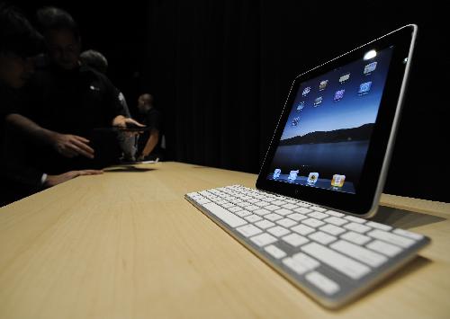 Apple's new iPad and its keyboard dock are on display after its launch event in San Francisco, California, the United States, January 27, 2010.