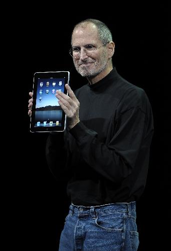 Apple Chief Executive Officer Steve Jobs introduces the 'iPad' during the launch of Apple's new tablet computer in San Francisco, California, the United States, January 27, 2010.