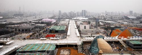 Photo taken on February 3, 2010 shows Asian pavilions in the Shanghai World Expo Park in east China's Shanghai Municipality.