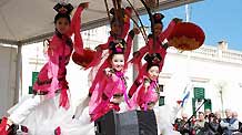 Performers dance during the 4th Valletta Chinese Spring Festival Gala Show in Valletta on February 8, 2010 to mark the forthcoming Chinese festival.
