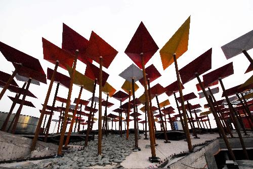 Photo taken on Feb. 19, 2010 shows the kite square at Mexico Pavilion in Pudong Expo Site in Shanghai, east China.