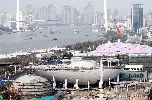 Photo taken on Feb. 19, 2010 shows the pavilions of Japan, Saudi Arabia and India in Pudong Expo Site in Shanghai, east China. 