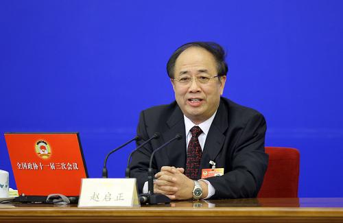 Zhao Qizheng, spokesman for the annual session of the National Committee of the Chinese People's Political Consultative Conference (CPPCC), answers questions at a press conference on Tuesday, March 2, 2010. 