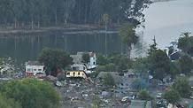 This photo taken on March 2, 2010, shows the destruction caused by a tsunami in Constitucion, 450 kilometers south of Santiago, capital of Chile. A tsunami hit Constitucion after the 8.8-magnitude earthquake rocked the country on Feb. 27.