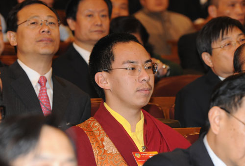 The 11th Panchen Lama Bainqen Erdini Qoigyijabu attends the opening meeting of the Third Session of the 11th Chinese People's Political Consultative Conference (CPPCC) National Committee at the Great Hall of the People in Beijing, capital of China, March 3, 2010. 