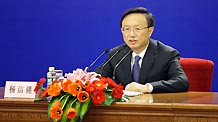 Chinese Foreign Minister Yang Jiechi answers questions during a news conference on the sidelines of the Third Session of the 11th National People's Congress (NPC) at the Great Hall of the People in Beijing, China, March 7, 2010.