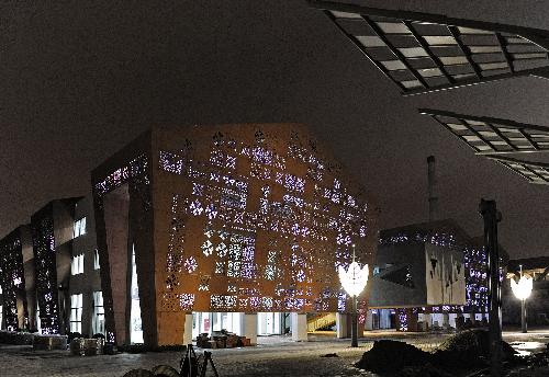 Photo taken on March 6, 2010 shows the illuminated Urban Best Practices Area (UBPA) at Shanghai Expo park during the light debugging, in Shanghai, east China. 