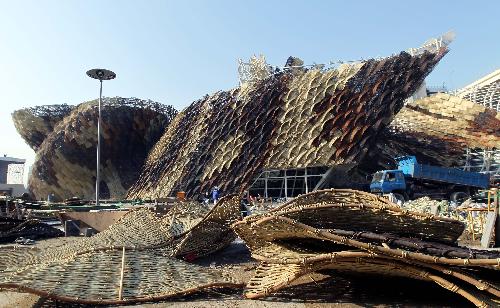 Photo taken on March 11, 2010 shows the Spain Pavilion for the 2010 World Expo in Shanghai, east China.