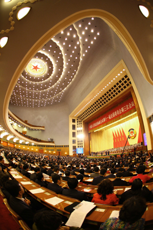 The closing ceremony of the Third Session of the 11th National Committee of the Chinese People's Political Consultative Conference (CPPCC) is held at the Great Hall of the People in Beijing, capital of China, March 13, 2010.