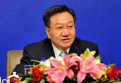 Jiang Zengwei, Vice head of the Ministry of Commerce (MOFCOM), speaks during a press conference on 'Activating Circulation and Promoting consumption' held on the sideline of the Third Session of the 11th National People's Congress in Beijing, China, March 13, 2010. 