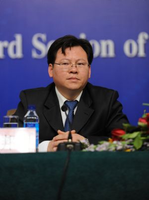 Yu Bangli, Chief Economist of Ministry of Railways (MOR), speaks during a press conference on high-speed railway construction and development in China held on the sidelines of the Third Session of the 11th NPC in Beijing, China, March 13, 2010. 