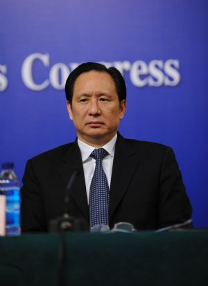 Zhang Shuguang, Deputy Chief Engineer and Secretary for Transport Bureau of Ministry of Railways (MOR), speaks during a press conference on high-speed railway construction and development in China held on the sidelines of the Third Session of the 11th NPC in Beijing, China, March 13, 2010. 