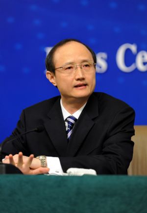 Zheng Jian, Chief Planner of Ministry of Railways (MOR), speaks during a press conference on high-speed railway construction and development in China held on the sidelines of the Third Session of the 11th NPC in Beijing, China, March 13, 2010. 
