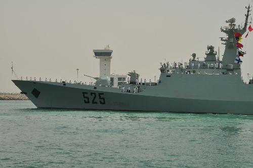 Frigate Maanshan leaves Abu Dhabi, capital of the United Arab Emirates (UAE), March 28, 2010. 