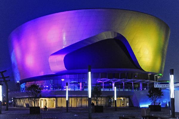 The Shanghai-GM Pavilion at the west part of the Shanghai World Expo Park is seen illuminated on March 31, 2010 in Shanghai, China. 